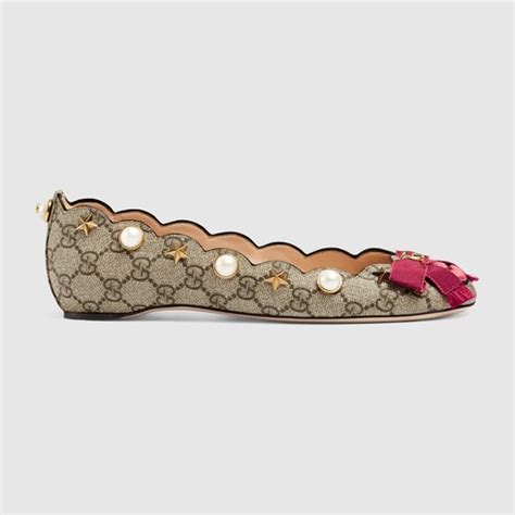 lex studded gg supreme gucci lip flats ballet|Gucci GG Supreme Ballet Flats .